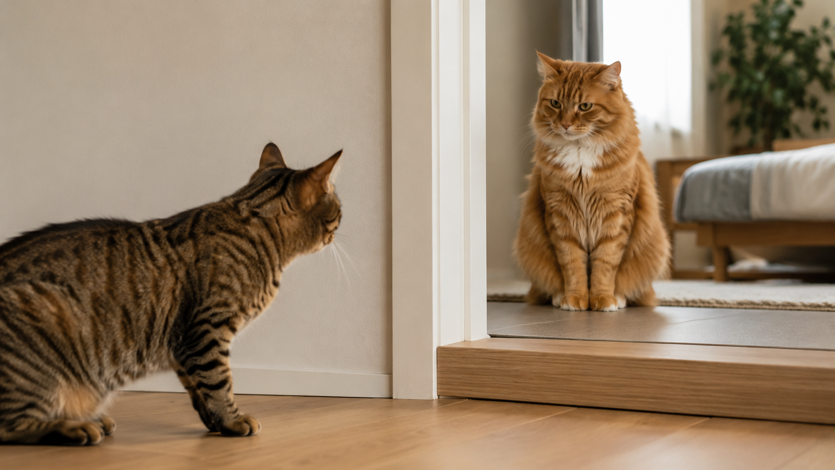 Deux chats interagissant dans un même foyer